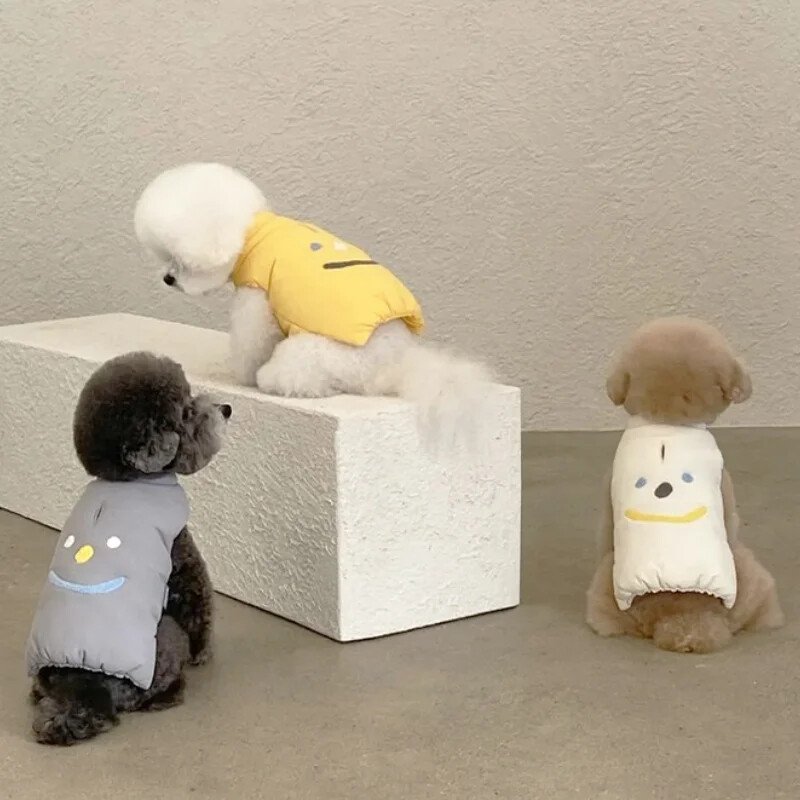 Šuniuko paltas Striukė Žieminiai šunų drabužiai Madingi šuniuko liemenės paltai Mieli spausdinti katės paminkštinti drabužiai Minkšti naminių gyvūnėlių kostiumai šunų pūkinė striukė