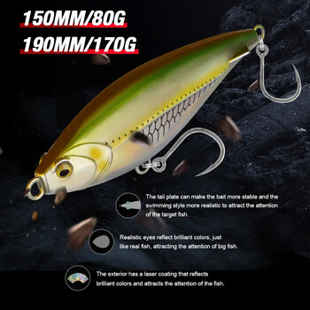 GREENSPIDER 80g 170g Stickbait Pencil Fishing Lure Променлива потъваща Shore Cast Джигове Изкуствена твърда стръв примамка за соленоводен риболов