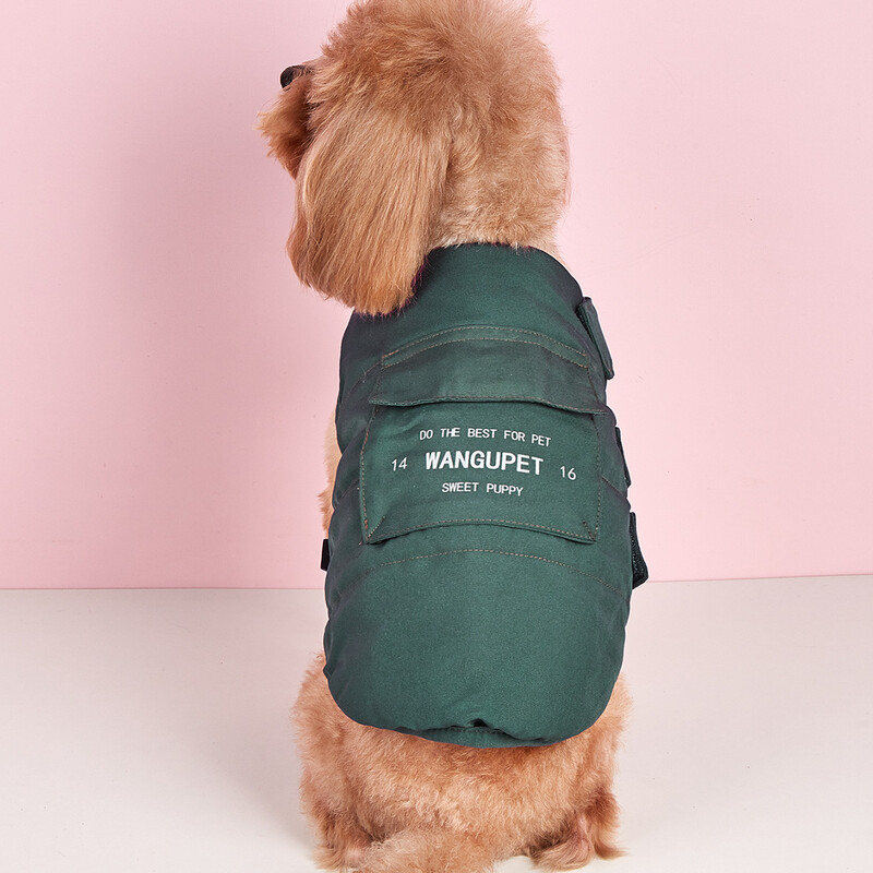 Šunų striukės gobtuvas vėjui atsparus mažas paltas medvilniniai drabužiai žiemaiĮmontuoti diržai Vandeniui atsparūs vėjui šunų sniego striukės drabužiai