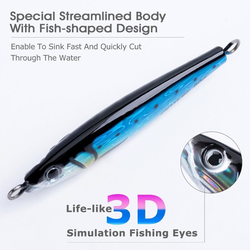 GOTURE 1kom Tonuća olovka mamac 60g 80g 100g 150g Tvrdi mamci Umjetni vobleri 3D Fisheye Bass Carp Ribolovni pribor Swimbait