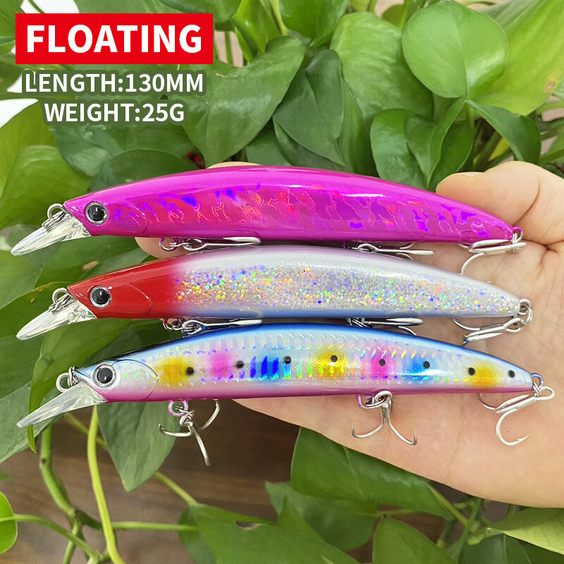 Plaukiojantis Minnow žvejybos masalas 130mm 25g Minnow vobleris pakrantėje Isca Pesca Casting Bass Lydekos karpių žvejybos plastikinis kietas masalas 9100