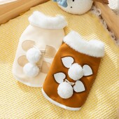 Drabužiai šuniui žieminiai pastorinti medvilniniai meškiuko plaukų apykaklė Miela vėjo liemenė be rankovių šuniuko vienspalviai marškinėliai su atviromis sagomis