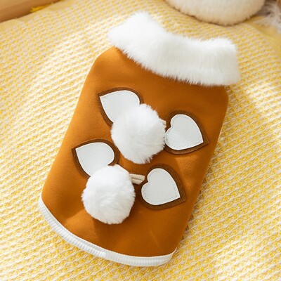 Drabužiai šuniui žieminiai pastorinti medvilniniai meškiuko plaukų apykaklė Miela vėjo liemenė be rankovių šuniuko vienspalviai marškinėliai su atviromis sagomis