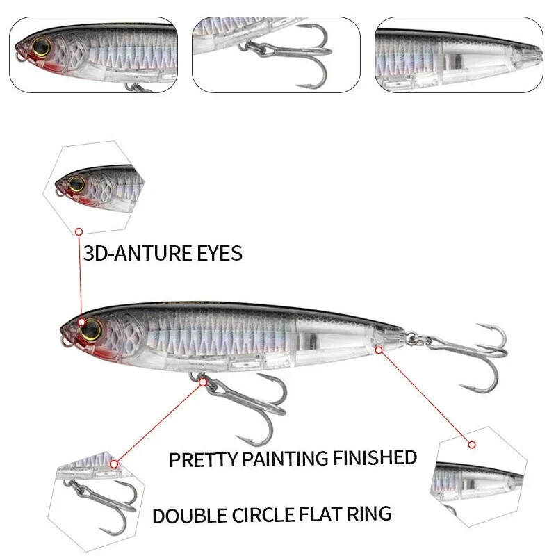 Plaukiojantis žvejybos masalas su pieštuku Topwater Jerkbait Saltwater 10cm 17,5g Dirbtinis kietas masalas Japoniškas vaikščiojimas su šunimi Vobleriai Swimbait