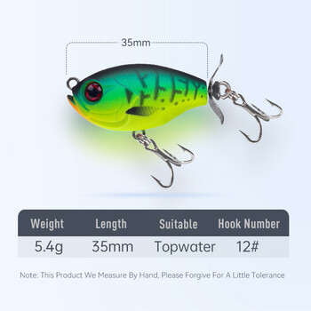 Kingdom Propeller Topwater Popper риболовна примамка 35 mm 5,4 g воблери Изкуствени твърди примамки за пъстърва Щука Bass Плаващ молив