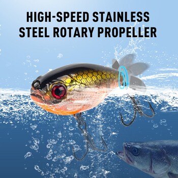 Kingdom Propeller Topwater Popper риболовна примамка 35 mm 5,4 g воблери Изкуствени твърди примамки за пъстърва Щука Bass Плаващ молив