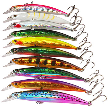 10PCS/Lot Minnow 5g 9g 14g 26g Риболовна примамка Плаващ Jerkbait Потъващ воблер Pesca Tackle Treble Hooks Swimbait Изкуствена примамка