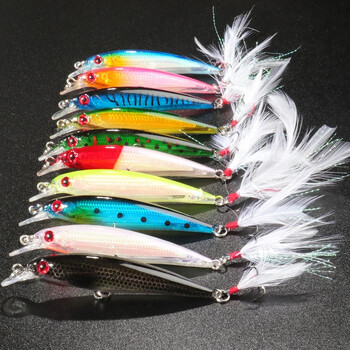 10PCS/Lot Minnow 5g 9g 14g 26g Риболовна примамка Плаващ Jerkbait Потъващ воблер Pesca Tackle Treble Hooks Swimbait Изкуствена примамка