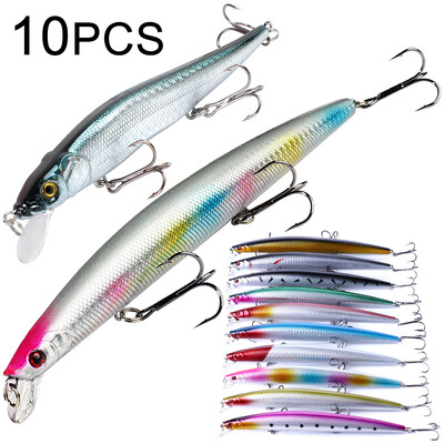 10 tk/partii Minnow 5g 9g 14g 26g püügilant ujuv jerkbait uppuv voobler Pesca tackle treble konksud Swimbait kunstsööt