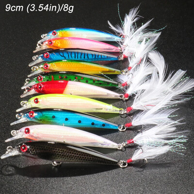 10 vnt / Lot Minnow 5g 9g 14g 26g žvejybos masalas Plūduriuojantis Jerkbait skęstantis vobleris Pesca Tackle Treble Hooks Swimbait dirbtinis masalas