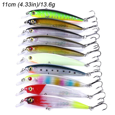 10 vnt / Lot Minnow 5g 9g 14g 26g žvejybos masalas Plūduriuojantis Jerkbait skęstantis vobleris Pesca Tackle Treble Hooks Swimbait dirbtinis masalas