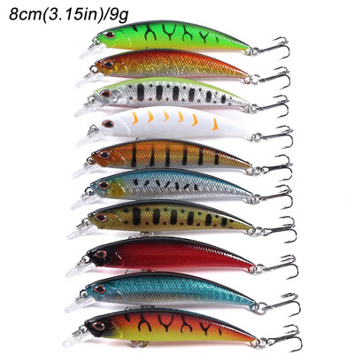 10 vnt / Lot Minnow 5g 9g 14g 26g žvejybos masalas Plūduriuojantis Jerkbait skęstantis vobleris Pesca Tackle Treble Hooks Swimbait dirbtinis masalas