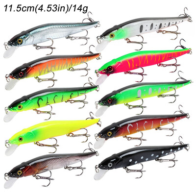10 vnt / Lot Minnow 5g 9g 14g 26g žvejybos masalas Plūduriuojantis Jerkbait skęstantis vobleris Pesca Tackle Treble Hooks Swimbait dirbtinis masalas