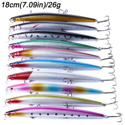 10 vnt / Lot Minnow 5g 9g 14g 26g žvejybos masalas Plūduriuojantis Jerkbait skęstantis vobleris Pesca Tackle Treble Hooks Swimbait dirbtinis masalas