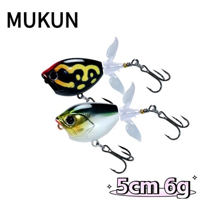 MUKUN 5CM 6G 6CM 11G Topwater Whopper Popper forgó dupla propeller farok mesterséges csali basszuscsuka horgász csali