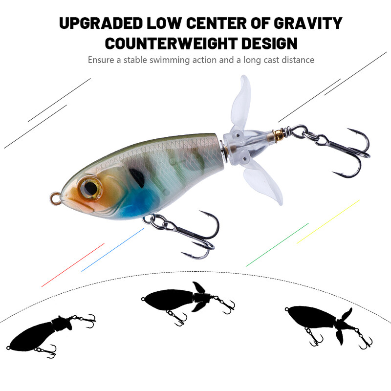 VTAVTA plūduriuojantis dvisraigtinis žvejybos masalas 65 mm 9 g minkštas besisukantis uodegos sraigtas, kietas masalas, ešerys, skirtas karpių lydekai