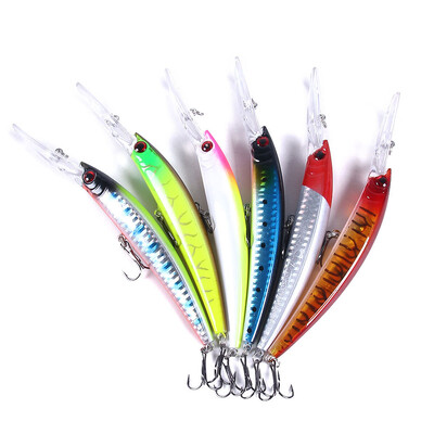 6gab/komplekts lāzera Minnow zvejas māneklis 15CM/15G komplekts mākslīgais vobleris Topwater Bait Pesca Hard Crankbait Tackle for Bass