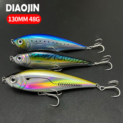 130mm 48g 3D Inshore Twitch söödaga püügi landid Merevee forelli peibutis Pikamaa söödapliiats Pesca Casting Bass Minnow voblerid