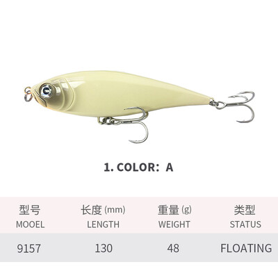 130 mm 48 g 3D pakrantės Twitch žūklės masalai Jūrų upėtakių masalas Tolimojo masalo pieštukas Pesca Casting Bass Minnow vobleriai