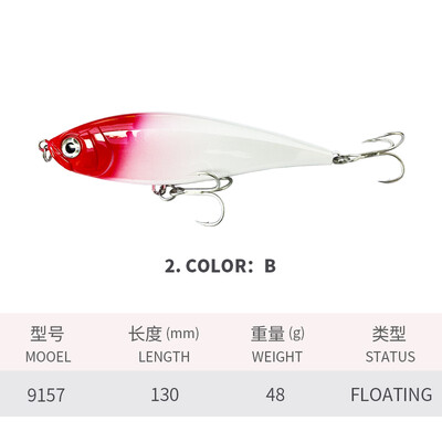 130 mm 48 g 3D pakrantės Twitch žūklės masalai Jūrų upėtakių masalas Tolimojo masalo pieštukas Pesca Casting Bass Minnow vobleriai