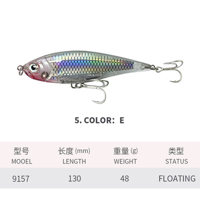 130 mm 48 g 3D pakrantės Twitch žūklės masalai Jūrų upėtakių masalas Tolimojo masalo pieštukas Pesca Casting Bass Minnow vobleriai