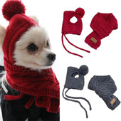 Șapcă pentru câini, iarnă, caldă, tricotată, set pălărie în dungi + eșarfă Teddy Chihuahua Costum cățeluș Crăciun Anul Nou Cadouri pentru animale de companie Accesorii pentru câini