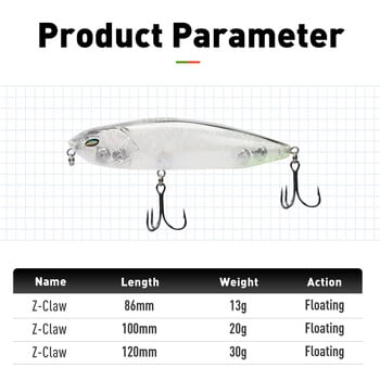 LEYDUN Z-Claw плаващ молив риболовни примамки 86 mm 100 mm 120 mm Topwater твърди примамки Surface Stickbait Good Action Bass Wobblers