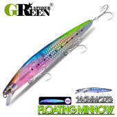 GREENSPIDER Jauns UV 145mm/27g Peldošs Minnow Long Casting Hard Bait Flash Blade Vobleris zvejas vilinājums Sea Bass Lure