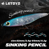 LETOYO 2,9 g / 4,2 g skęstantis pieštukų masalas, mini Horizontal Tremor, skęstantis kietas masalas, pilnai plaukiojantis upėtakių masalas