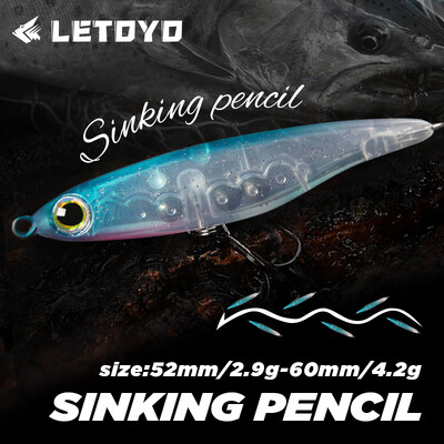 LETOYO 2,9 g / 4,2 g skęstantis pieštukų masalas, mini Horizontal Tremor, skęstantis kietas masalas, pilnai plaukiojantis upėtakių masalas