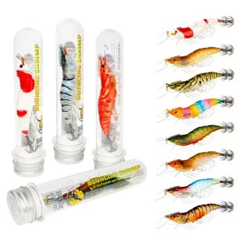 Нов светещ Squid Jig Wood Shrimp 10g/15g Потъващ октопод Egi Wobbler Изкуствена твърда стръв Кука за сепия Принадлежности за морски риболов