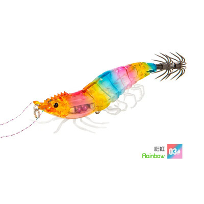 Naujas Luminous Squid Jig Wood Shrimp 10g/15g Skęstantis aštuonkojis Egi Vobleris dirbtinis kietas masalas Sepijos kabliukas jūrinės žvejybos reikmenys