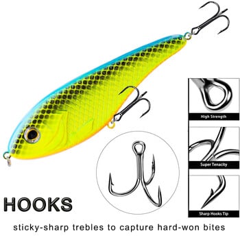 Magnisher Glide Jerkbait Риболовни примамки за голяма игра Твърда изкуствена щука Мускусна стръв Jerk Wobble Fast Sink Jerkbait 15 см 81 г такъм