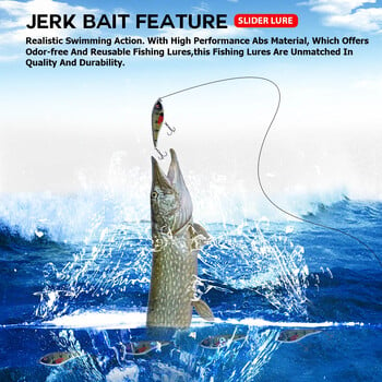 TSUYOKI Musky Jerkbaits Slow Sinking Slider Lures 90mm/105mm Loud Sound Crankbaits Westin Lure Jerkbait Fishing for Pike Walleye