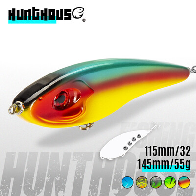 Hunthouse Musky Buster Jerkbait horgászcsalik 115&145mm 32&55g Vib Bait Lassan süllyedő jerkbaits tengeri sügér csukához