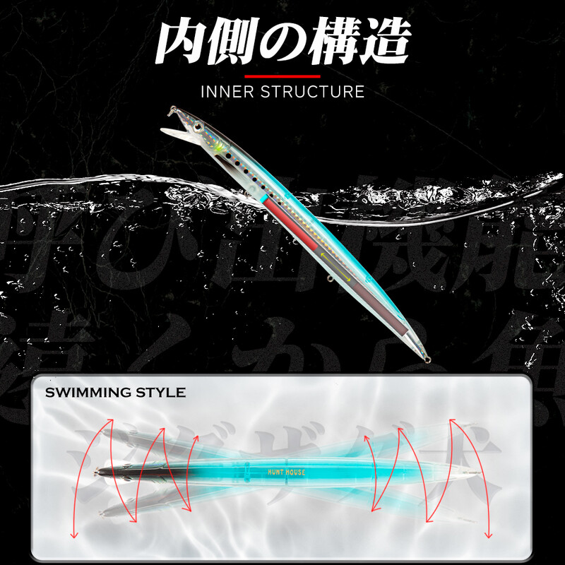 Hunthouse Sandeel Minnow masalai 143mm / 14g 173mm / 23g 208mm / 33g dirbtinis vobleris, ilgas užmetimas lazdeles jaukas upėtakis Pesca