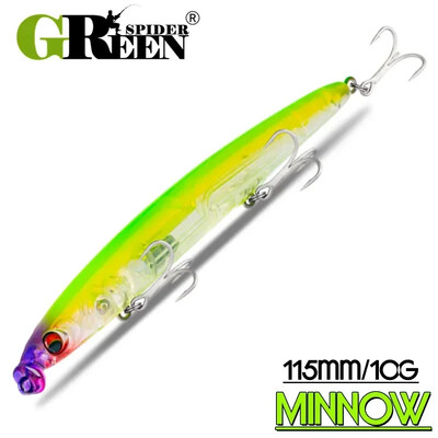 GREENSPIDER Lühike Huul Minnow Peibutis Uppuv kalastuslant Treble Hook Laserkattega keha elutruud kunstlikud kõvad söödad kalastamiseks