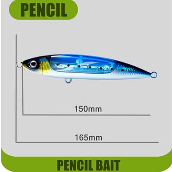 GREENSPIDER 2023 New Flash Blade Sinking Big Pencil 165mm 70g Ocean Boat Fishing Lure 3x-Strenging Hook For Tuna GT Sea Fish