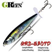 GREENSPIDE sraigtas pieštukas Topwater žvejybos masalas 95 mm 12,5 g Bass žvejybos reikmenys Žvejybos priedai Sūri vandens masalai Žuvies masalas