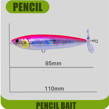 GREENSPIDE Propeller Pencil Topwater риболовна примамка 95 mm 12,5 g бас риболовни принадлежности Аксесоари за риболов Соленоводни примамки Стръв за риба