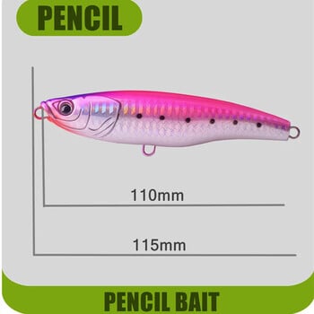 GREENSPIDER Примамка за морски риболов Stickbait Pencil Lure Sinking 110mm 50g GT Fishing Saltwater Stick Изкуствена примамка