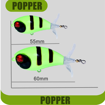 GREENSPIDER Topwater Whopper Popper Риболовна примамка 7,3 g 10,5 g Изкуствена стръв Hard Popper Риболовни принадлежности с мека въртяща се опашка