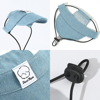 Kimpets Pet Cat Dog Accessories Going Out Denim Sun Hat Pet Ear Dew Sun Protection Cartoon Сладка снимка Hat Pet Supplies