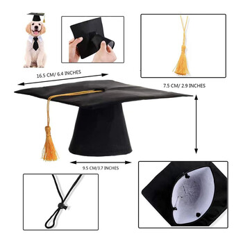 Pet Dog Cap Puppy Dr. Hat Dog Graduation Cap Student Tassel Academic Cap Pet Creative Party Аксесоари за всички размери кучета Котки