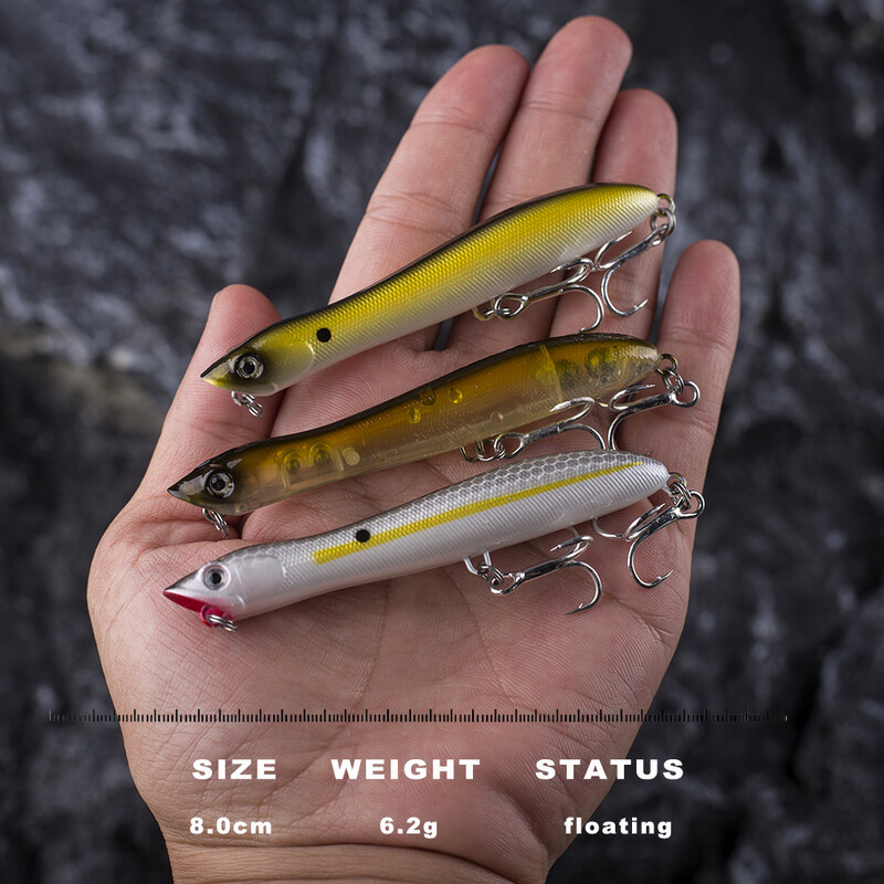 CCLTBA kis méretű Snakehead Topwater Popper Baits 8cm 6,2g Kemény mesterséges horgászcsalik Walk Dog wobblerek úszó csali kellékek