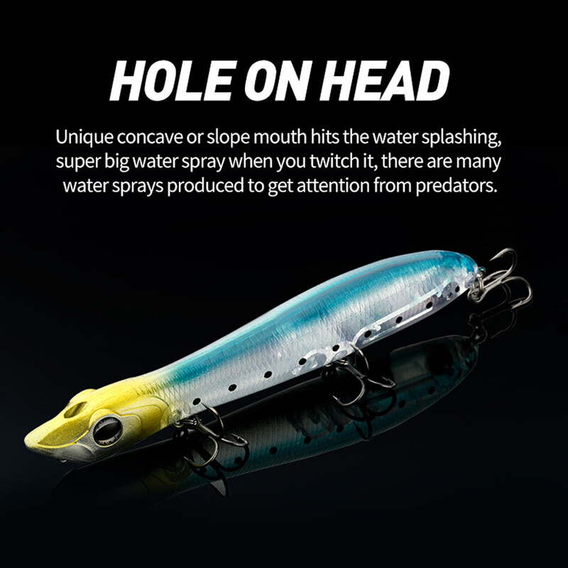 125 mm, 17,5 g pieštukas, pieštukas, žvejybos masalas, dirbtinis kietas masalas, sūraus vandens paviršinis masalas Vobleris SeabassTopwater vobleriai