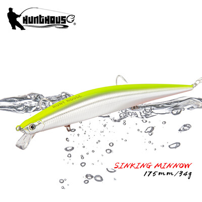 Hunthouse Tide Slim Minnow Flyer Püügilant Long Casting Uppuv kõva sööt 175mm 34g Pesca Jerkbaits Seabass Pike