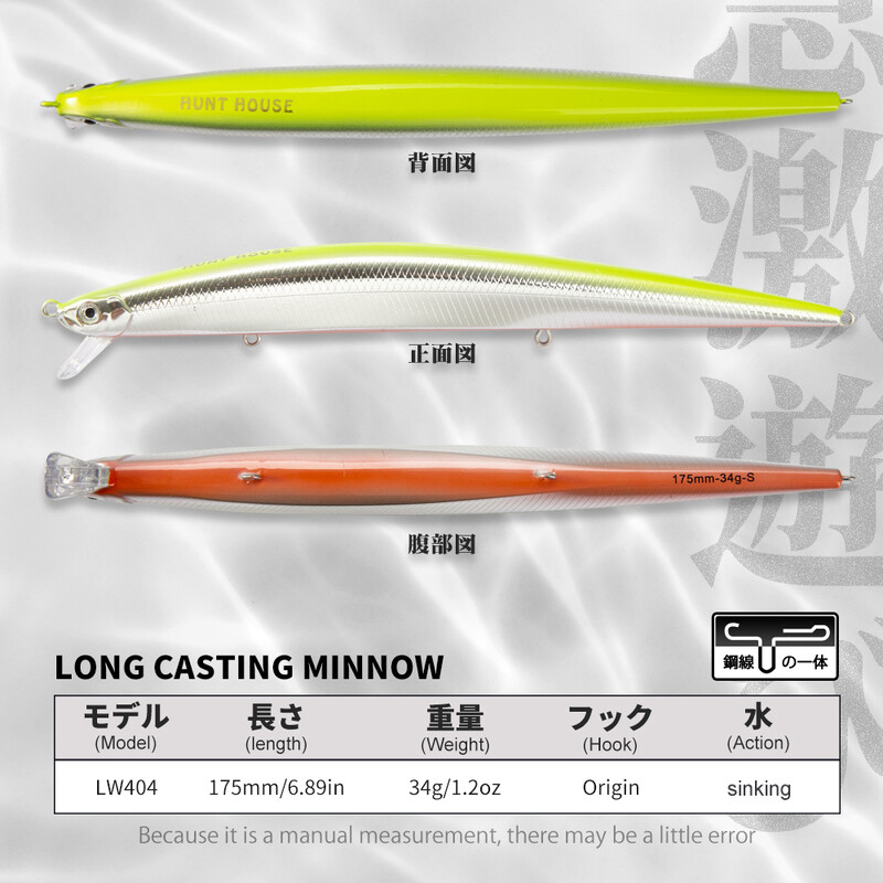 Hunthouse Tide Slim Minnow Flyer žvejybos masalas Long Casting Skęstantis kietas masalas 175mm 34g Pesca Jerkbaits Seabass Pike