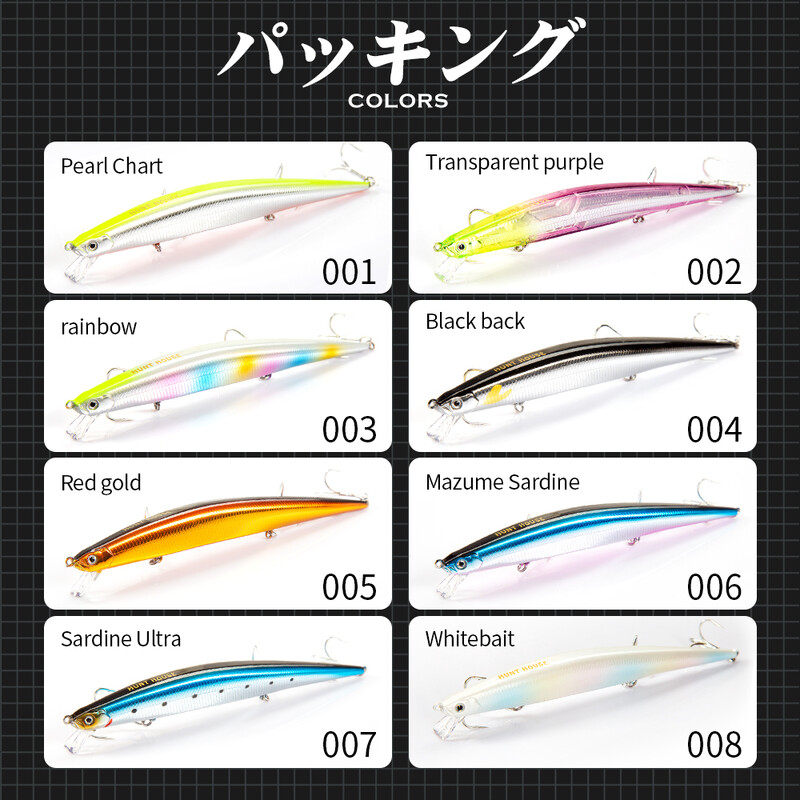 Hunthouse Tide Slim Minnow Flyer žvejybos masalas Long Casting Skęstantis kietas masalas 175mm 34g Pesca Jerkbaits Seabass Pike