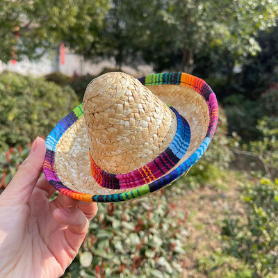 Mini szalma Sombrero sapkák mexikói kalapok Lovely napkalap Vicces buli kisállat jelmez fotó kellék kutyának/kiskutyának/macskának/cicusnak